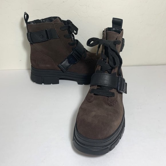 UGG Ashton Lace Up Boots Suede Buckle Combat Booties Burnt Cedar Brown Size 9 - Picture 2 of 7